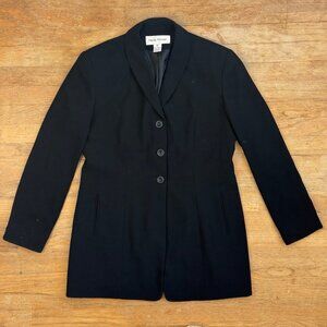 Vintage Black Blazer Womens Size Large 1990s Crepe Sport Coat Jacket